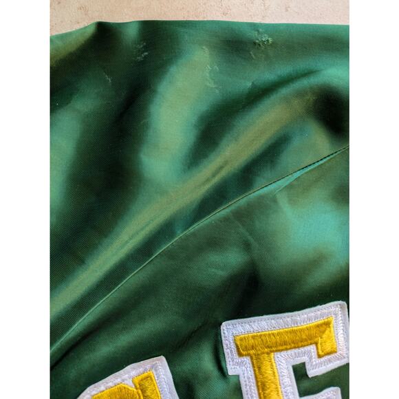 Boston Celtics 80s CHALK LINE satin bomber jacket XL green NBA vintage St Pats - Picture 6 of 7